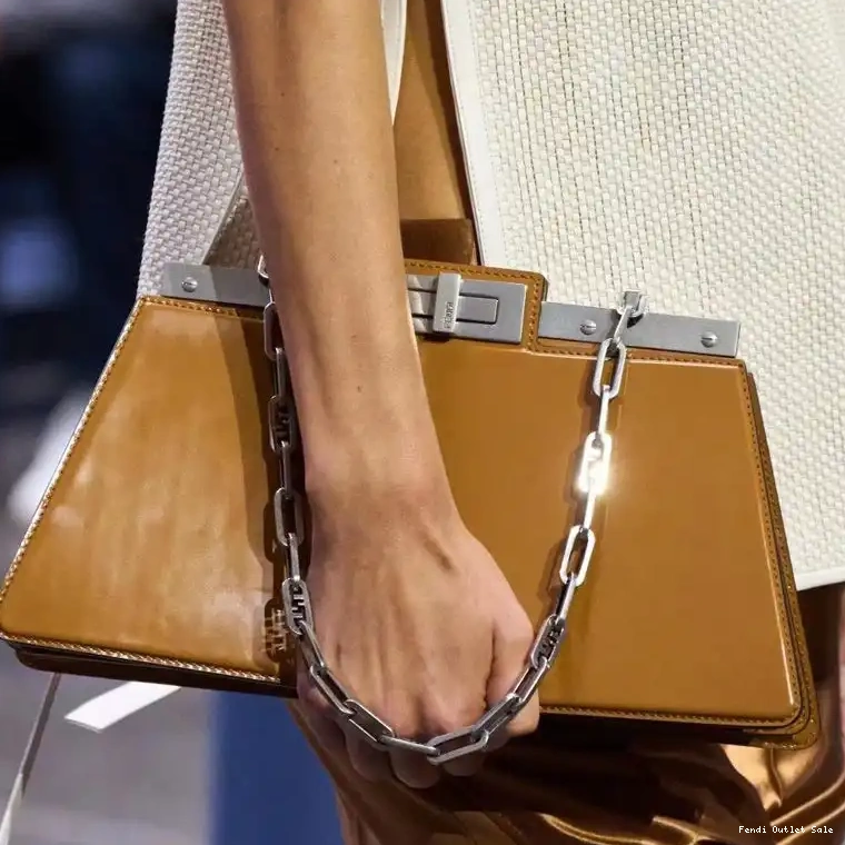 Cheap In Peekaboo Calf Fendi Cut Leather Brown Medium Bag 0528